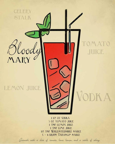 Bloody Mary White Modern Wood Framed Art Print with Double Matting by Greene, Taylor