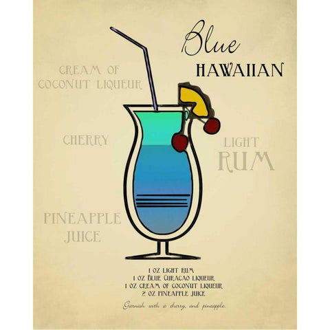 Blue Hawaiian White Modern Wood Framed Art Print by Greene, Taylor