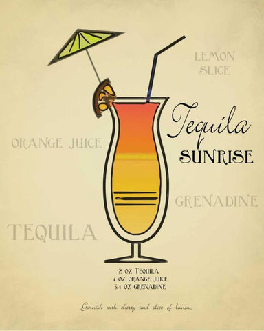 Tequila Sunrise Black Ornate Wood Framed Art Print with Double Matting by Greene, Taylor