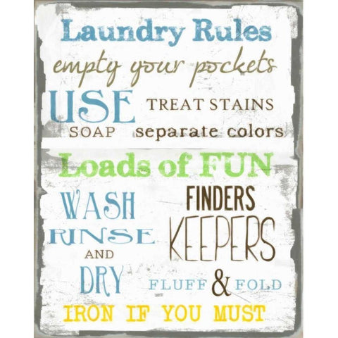 LAUNDRY RULES White Modern Wood Framed Art Print by Greene, Taylor