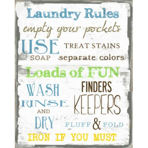 LAUNDRY RULES Black Modern Wood Framed Art Print with Double Matting by Greene, Taylor