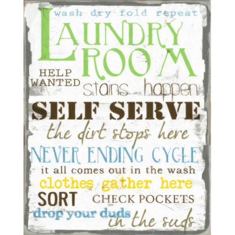 LAUNDRY ROOM White Modern Wood Framed Art Print by Greene, Taylor