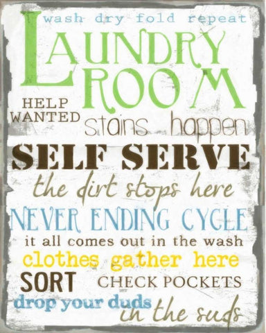 LAUNDRY ROOM Black Ornate Wood Framed Art Print with Double Matting by Greene, Taylor