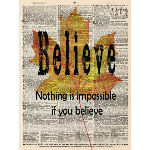 BELIEVE Black Modern Wood Framed Art Print with Double Matting by Greene, Taylor