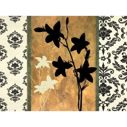 GOLDEN BOTANICAL SILHOUETTE Black Modern Wood Framed Art Print with Double Matting by Greene, Taylor