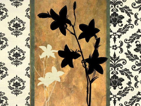 GOLDEN BOTANICAL SILHOUETTE Black Ornate Wood Framed Art Print with Double Matting by Greene, Taylor