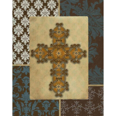 DECORATIVE CROSS Gold Ornate Wood Framed Art Print with Double Matting by Greene, Taylor