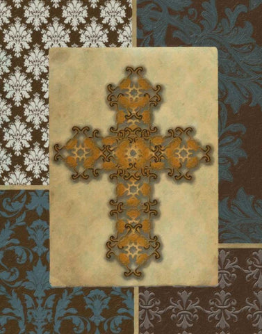 DECORATIVE CROSS White Modern Wood Framed Art Print with Double Matting by Greene, Taylor