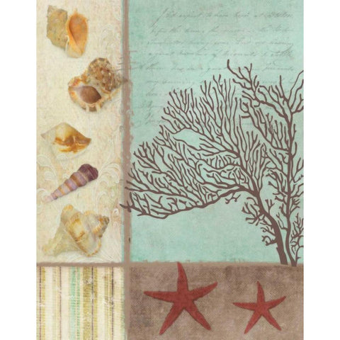 CORAL DECOUPAGE I Gold Ornate Wood Framed Art Print with Double Matting by Greene, Taylor