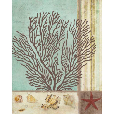 CORAL DECOUPAGE II Black Modern Wood Framed Art Print with Double Matting by Greene, Taylor