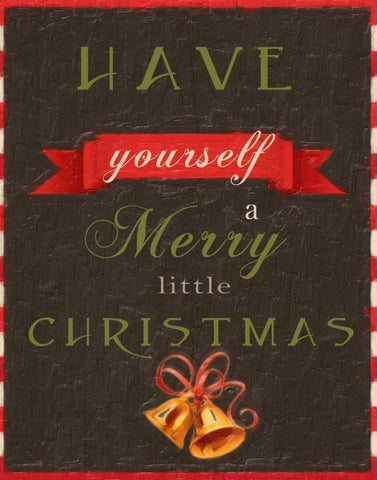 MERRY LITTLE CHRISTMAS Black Ornate Wood Framed Art Print with Double Matting by Greene, Taylor