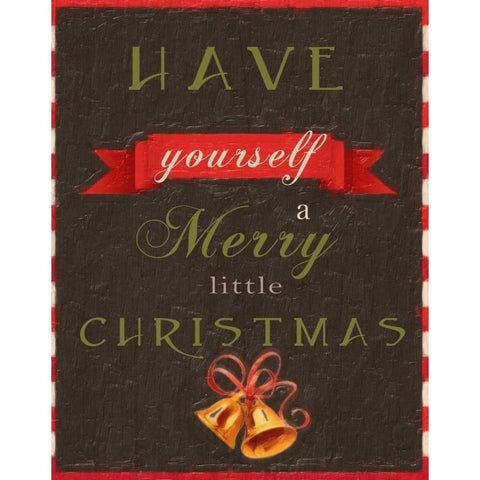 MERRY LITTLE CHRISTMAS Black Modern Wood Framed Art Print with Double Matting by Greene, Taylor
