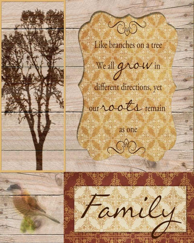 Family Tree White Modern Wood Framed Art Print with Double Matting by Greene, Taylor