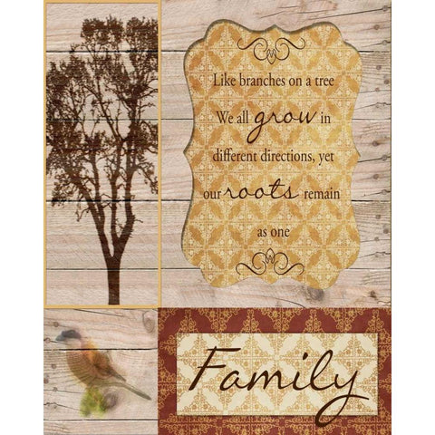 Family Tree Black Modern Wood Framed Art Print with Double Matting by Greene, Taylor