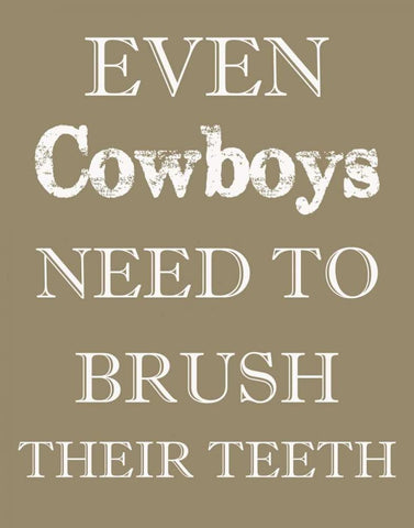 COWBOYS MUST BRUSH White Modern Wood Framed Art Print with Double Matting by Greene, Taylor