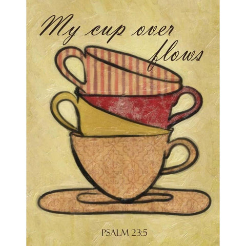 CUP OVER FLOWS Black Modern Wood Framed Art Print with Double Matting by Greene, Taylor