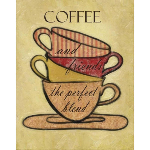 COFFEE AND FRIENDS Black Modern Wood Framed Art Print with Double Matting by Greene, Taylor