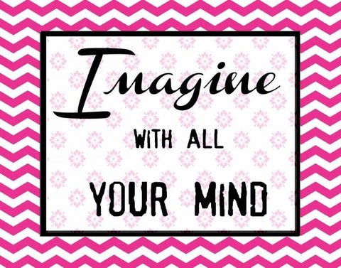 IMAGINE WITH ALL YOUR MIND White Modern Wood Framed Art Print with Double Matting by Greene, Taylor