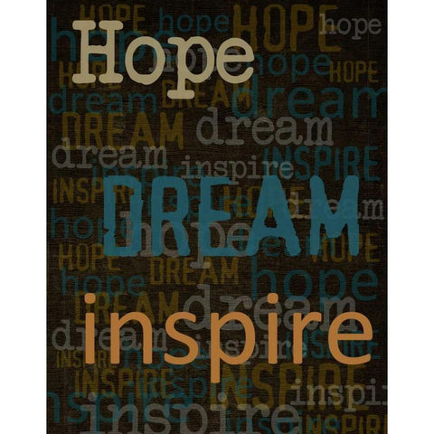 Hope Dream Inspire Gold Ornate Wood Framed Art Print with Double Matting by Greene, Taylor
