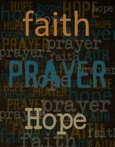 Faith Prayer Hope White Modern Wood Framed Art Print with Double Matting by Greene, Taylor