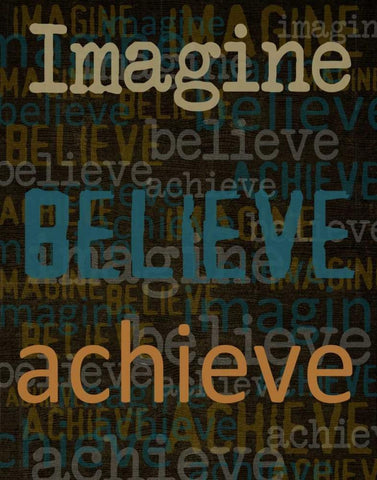 Imagine Believe Achieve White Modern Wood Framed Art Print with Double Matting by Greene, Taylor