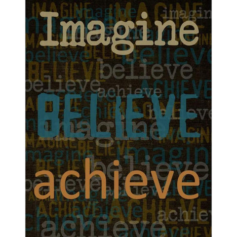 Imagine Believe Achieve Gold Ornate Wood Framed Art Print with Double Matting by Greene, Taylor