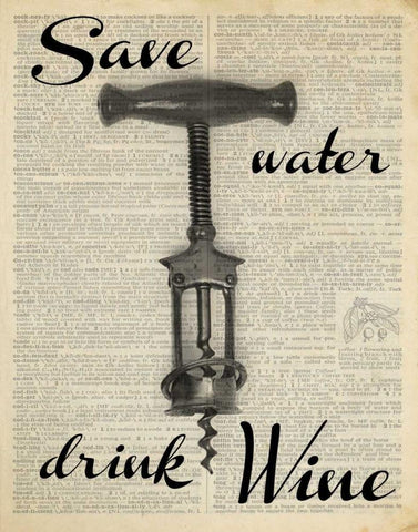 SAVE WATER White Modern Wood Framed Art Print with Double Matting by Greene, Taylor