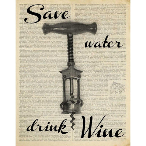 SAVE WATER Black Modern Wood Framed Art Print with Double Matting by Greene, Taylor