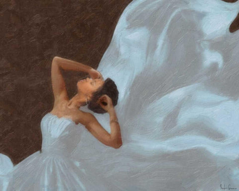 LADY IN BLUE Black Ornate Wood Framed Art Print with Double Matting by Greene, Taylor