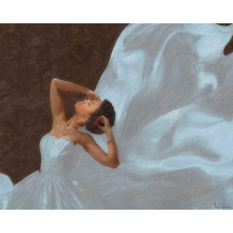 LADY IN BLUE Black Modern Wood Framed Art Print with Double Matting by Greene, Taylor