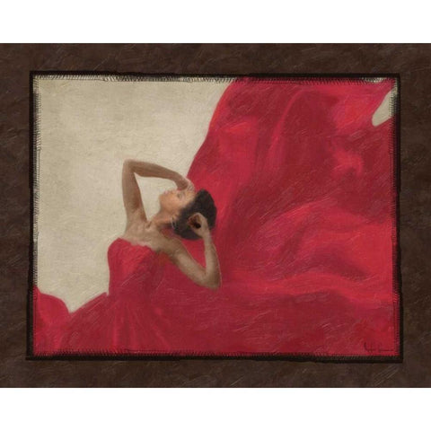 LADY IN RED Gold Ornate Wood Framed Art Print with Double Matting by Greene, Taylor