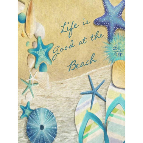 Life Is Good At the Beach White Modern Wood Framed Art Print by Greene, Taylor