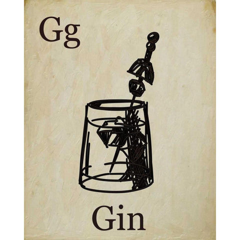 GIN Black Modern Wood Framed Art Print with Double Matting by Greene, Taylor