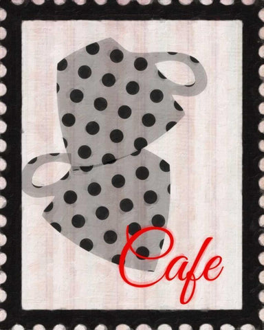 Cafe Cups Black Ornate Wood Framed Art Print with Double Matting by Greene, Taylor