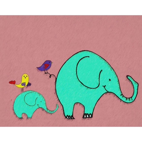 Whimsy Elephant II on Pink Black Modern Wood Framed Art Print with Double Matting by Greene, Taylor