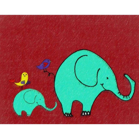 Whimsy Elephant II Black Modern Wood Framed Art Print with Double Matting by Greene, Taylor