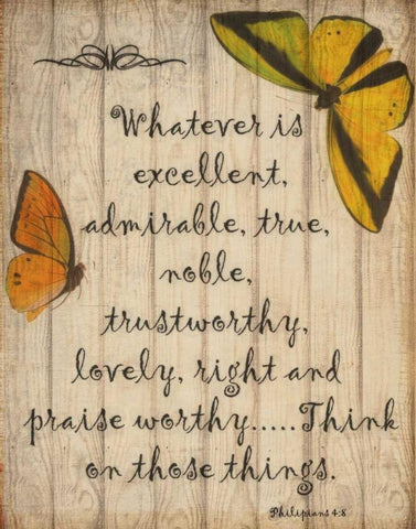 Whatever Is Excellent Black Ornate Wood Framed Art Print with Double Matting by Greene, Taylor