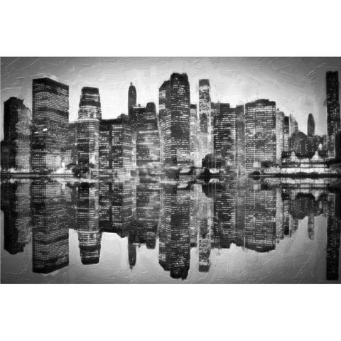 Abstract Skyline BW Black Modern Wood Framed Art Print with Double Matting by Greene, Taylor