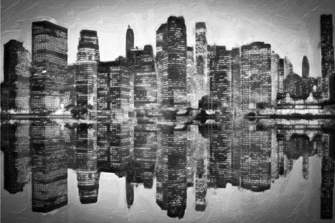 Abstract Skyline BW Black Ornate Wood Framed Art Print with Double Matting by Greene, Taylor