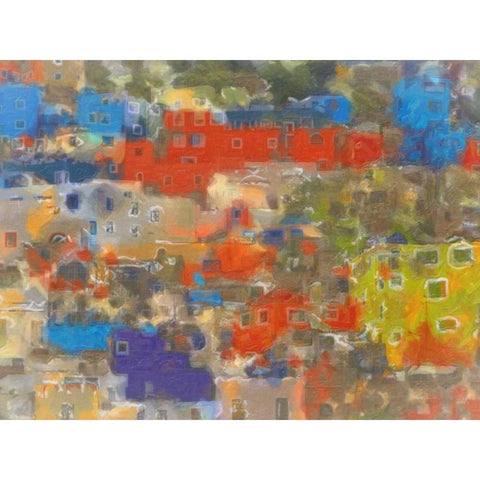 Colorful Houses White Modern Wood Framed Art Print by Greene, Taylor