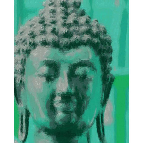 Blue Buddah Black Modern Wood Framed Art Print with Double Matting by Greene, Taylor