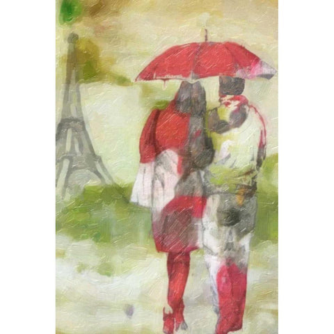Paris Rain Black Modern Wood Framed Art Print by Greene, Taylor