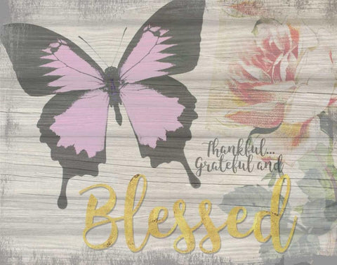 Thankful Grateful and Blessed White Modern Wood Framed Art Print with Double Matting by Greene, Taylor