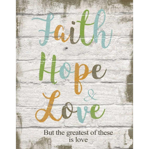 Faith Hope Love Black Modern Wood Framed Art Print with Double Matting by Greene, Taylor
