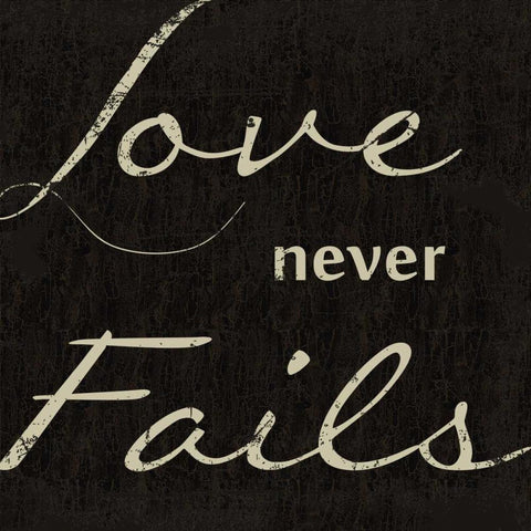 LOVE NEVER FAILS F Black Modern Wood Framed Art Print with Double Matting by Greene, Taylor