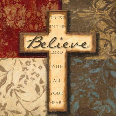 BELIEVE White Modern Wood Framed Art Print with Double Matting by Greene, Taylor