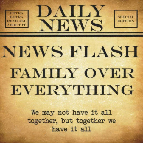 NEWS FLASH family Over Everything White Modern Wood Framed Art Print with Double Matting by Greene, Taylor