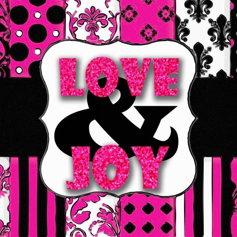 LOVE AND JOY Black Ornate Wood Framed Art Print with Double Matting by Greene, Taylor