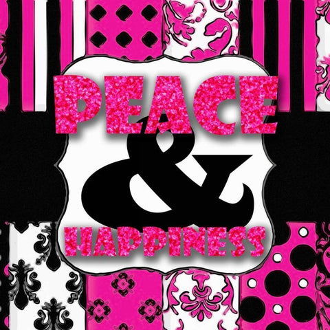 PEACE AND HAPPINESS Black Modern Wood Framed Art Print by Greene, Taylor