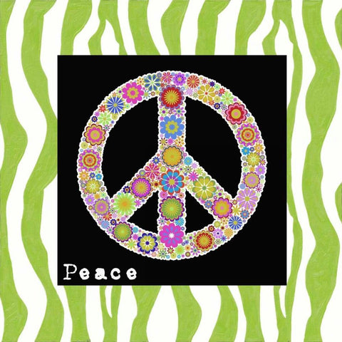 PEACE Black Ornate Wood Framed Art Print with Double Matting by Greene, Taylor